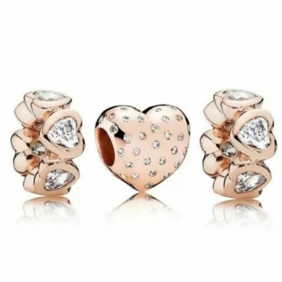Pandora Jewelry - Pandora rose gold Sparkle of Love charm set.